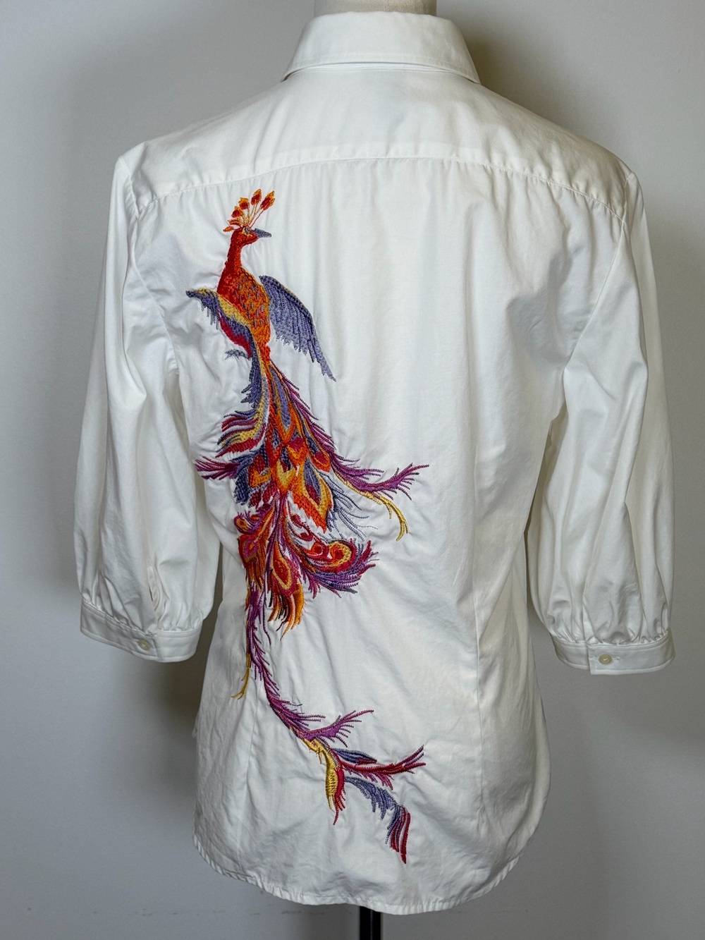 Ralph Lauren 100% Cotton Blouse Colorful Embroidery 3/4 Sleeves Women’s Small